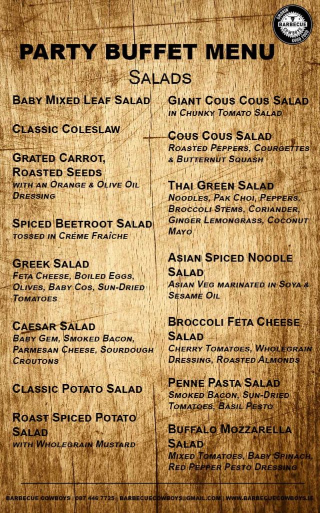 Sample Menus Barbecue Cowboys