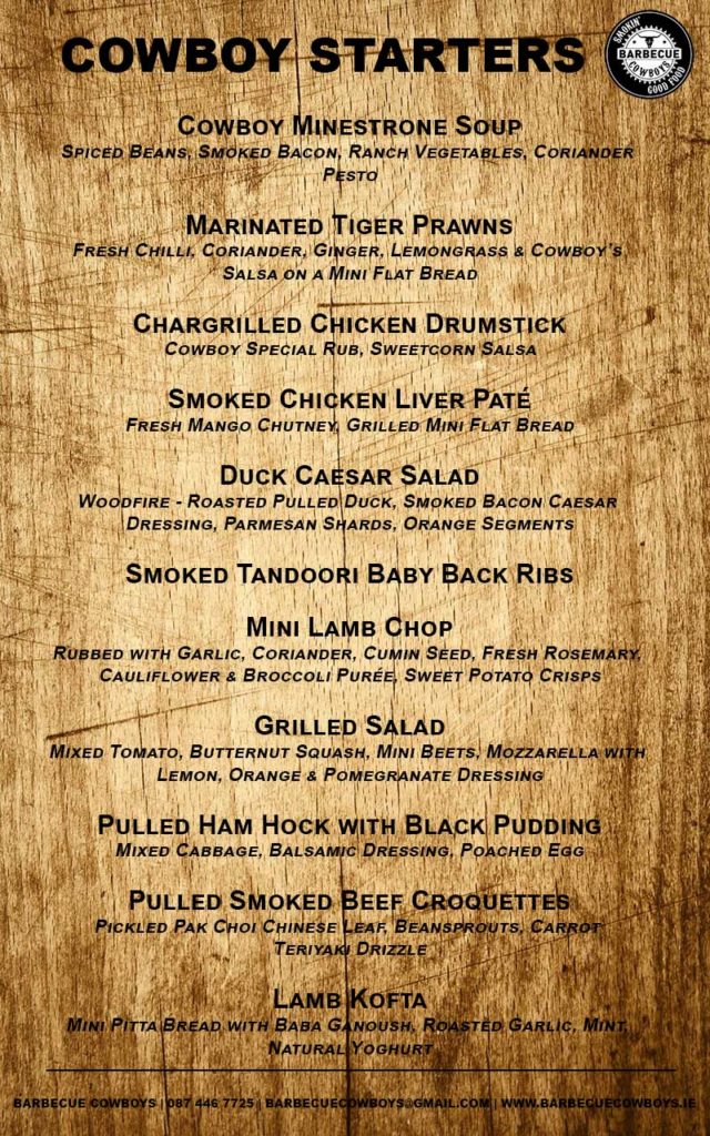 Sample Menus Barbecue Cowboys