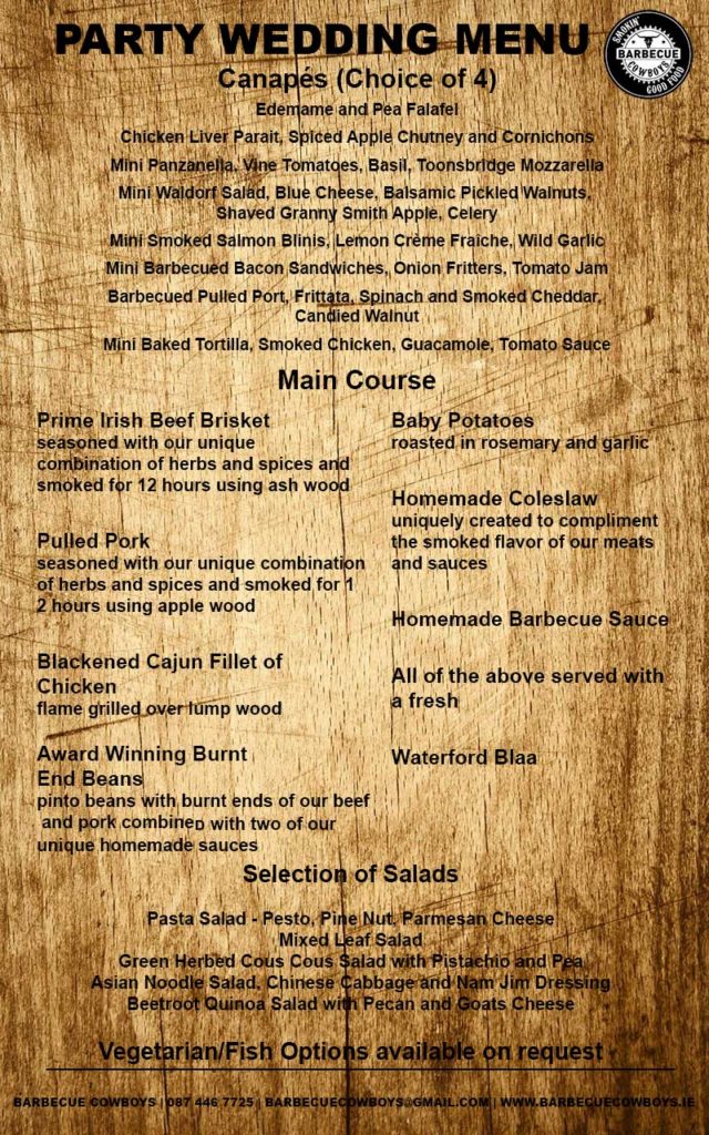 Sample Menus Barbecue Cowboys